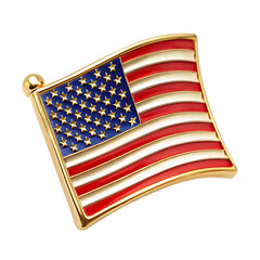american flag pin on transparent background