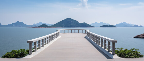 Obraz premium Serene Coastal Viewpoint with Boardwalk