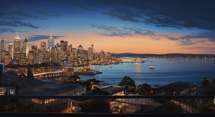 Vibrant City Skyline at Dusk