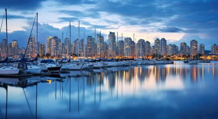 Obraz premium Stunning Waterfront Cityscape at Dusk