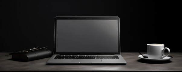 Sleek Workspace with Laptop and Coffee