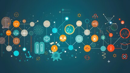 medical blue background with flat icons and symbols background,generative ai