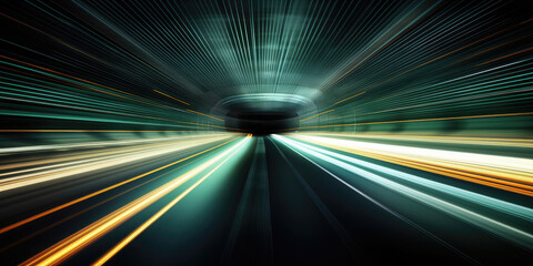 Futuristic Tunnel Speed Light Trails Concept