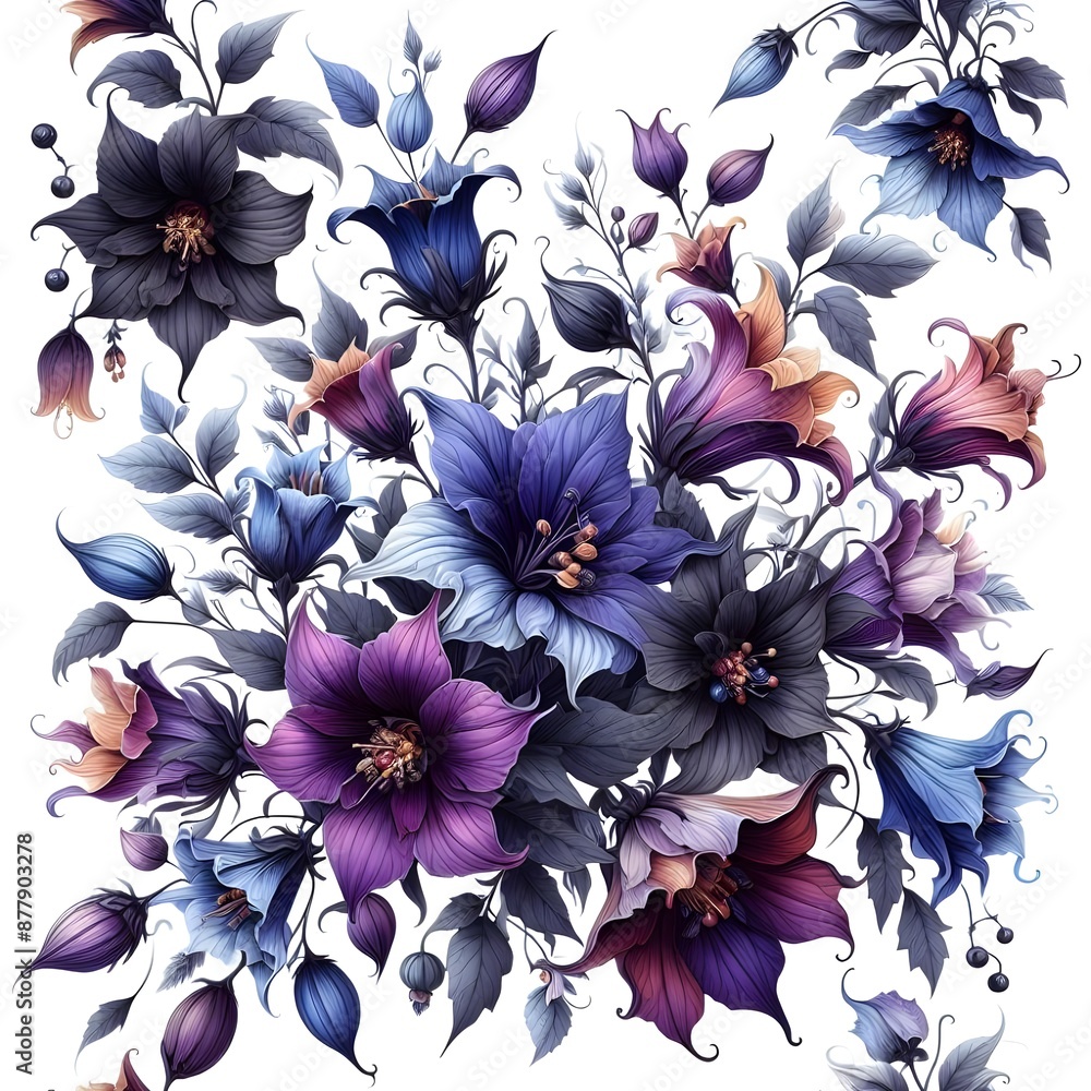 Wall mural The design of the night flower pattern