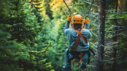 Thrilling Zip-lining Adventure in Lush Forest Canopy