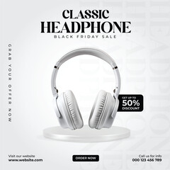 Classic Headphone sale social media post template