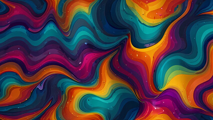 Obraz premium abstract psychedelic background with bold, contrasting colors, and flowing, organic shapes that blend seamlessly into one another, creating a hypnotic effect