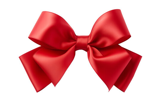 Luxurious red gift ribbon bow PNG on transparent background for elegant and festive celebrations, perfect for holiday gift wrapping, birthday presents, and special occasions