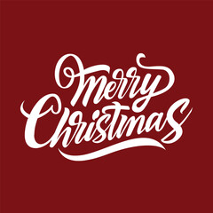 A red background with a text merry Christmas written in white on it vector template