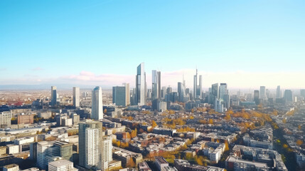 Aerial View of Bustling City on a Bright Sunny Day