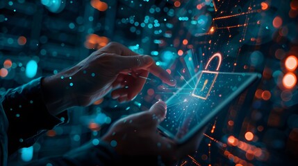 cyber security lock and the importance of protecting data networks,secure technology and cyber lock,data encryption,generative ai