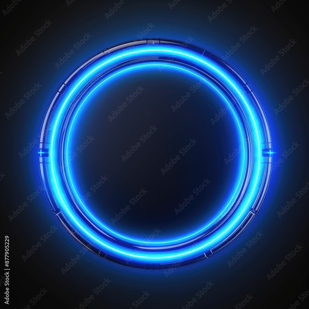 Poster abstract frame of mysterious geometric shape portal with digital style neon light reflecting set aga