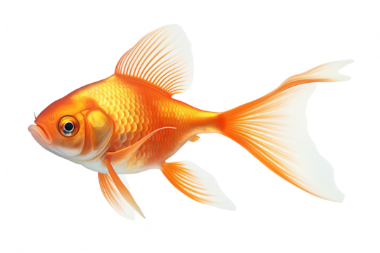 Goldfish PNG illustration with transparent background for aquatic-themed designs and creative projects