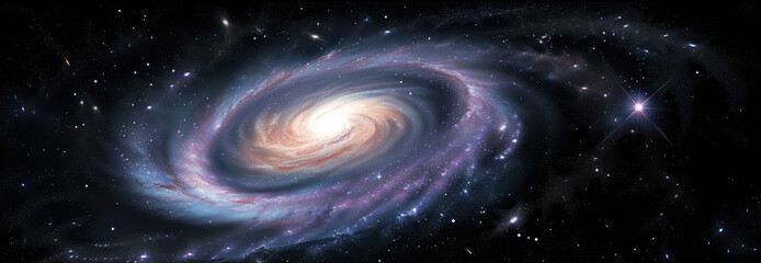Majestic Spiral Galaxy Shining in Deep Space