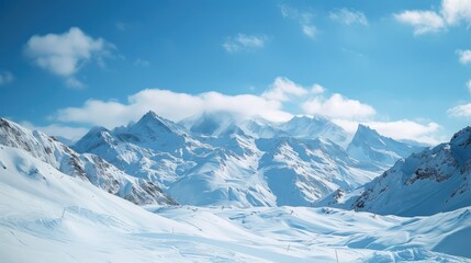 Fototapeta premium Pristine Winter Wonderland with Mountain Peaks