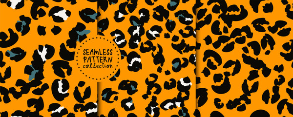 Abstract set with seamless patterns with different shapes. Vector backgrounds, illustrations, prints, designs