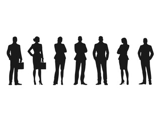 Business people silhouette. Set of businessman and woman silhouettes.