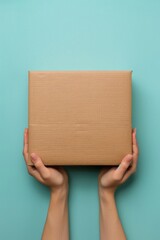 A person shielding themselves with a brown box