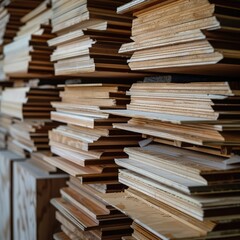 Naklejka premium Stacks of Varied Wooden Panels