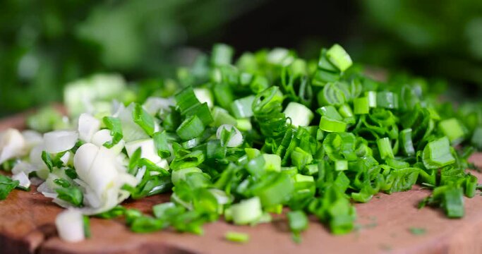 fresh green onions and dill during cooking, using spices of dill and onion in cooking