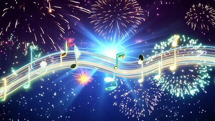 Festive fireworks light up the night sky over a city, celebrating a joyous holiday