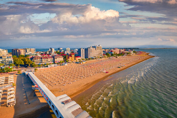 Bright summer cityscape of Lignano Sabbiadoro town. Stunning outdoor scene of Adriatic coast of...