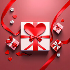 Valentine's Day background design with gift boxes.Generated Ai