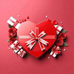 Valentine's Day background design with gift boxes.Generated Ai