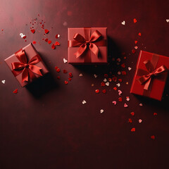 Valentine's Day background design with gift boxes.Generated Ai
