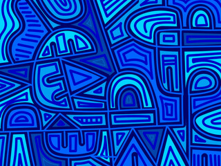 Abstract geometric doodle pattern vector illustration background.  Vintage graphic design hand drawn.