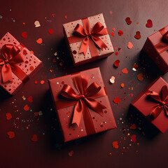 Valentine's Day background design with gift boxes.Generated Ai