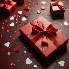 Valentine's Day background design with gift boxes.Generated Ai