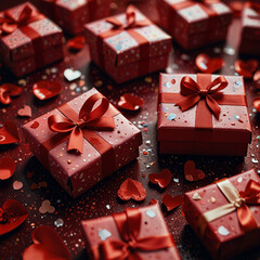 Valentine's Day background design with gift boxes.Generated Ai