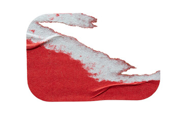 Peeled red paper label sticker