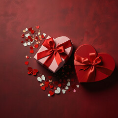 Valentine's Day background design with gift boxes.Generated Ai