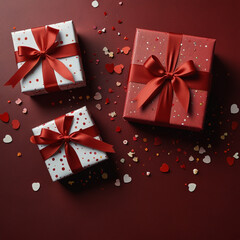 Valentine's Day background design with gift boxes.Generated Ai