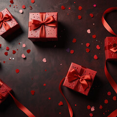 Valentine's Day background design with gift boxes.Generated Ai