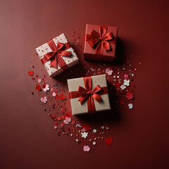Valentine's Day background design with gift boxes.Generated Ai