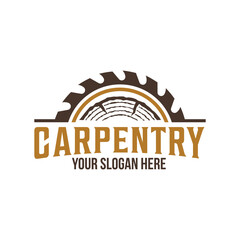 Vintage badge wood carpentry logo template