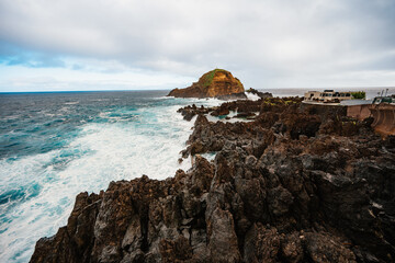 Porto Moniz, village with nature pool at Madeira island, Portugal