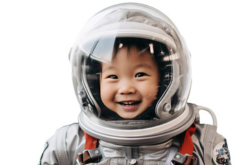 Little boy in astronaut suit with transparent background, PNG illustration for space-themed designs and projects