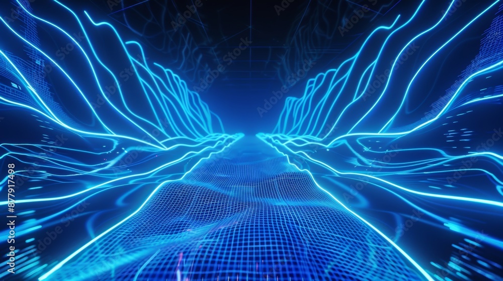 Poster futuristic neon background for tech and sci-fi themes generative ai