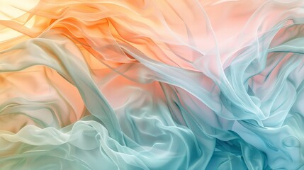 Obraz premium Abstract lines and curves in a pastel color palette, evoking a sense of calm and fluidity, reminiscent of flowing water