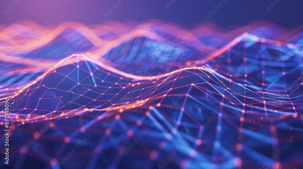 Poster glowing network connectivity concept for business presentations generative ai