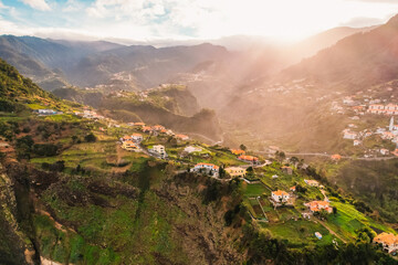 Aerial view  in Guindaste viewpoint in Faial, Madeira, Portugal
