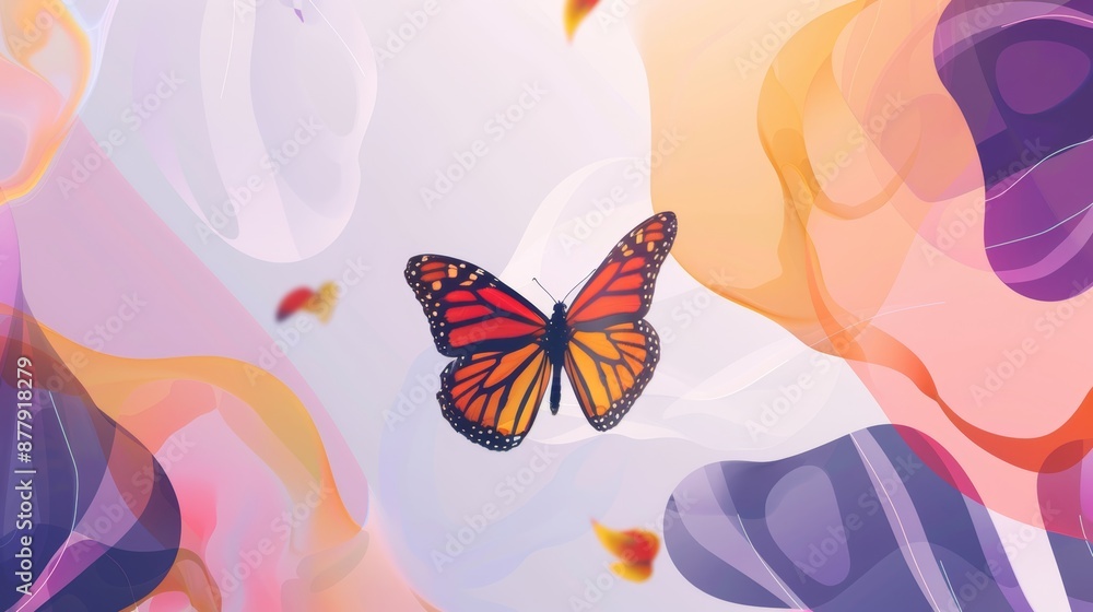 Aufkleber vibrant butterfly background for presentation and design generative ai