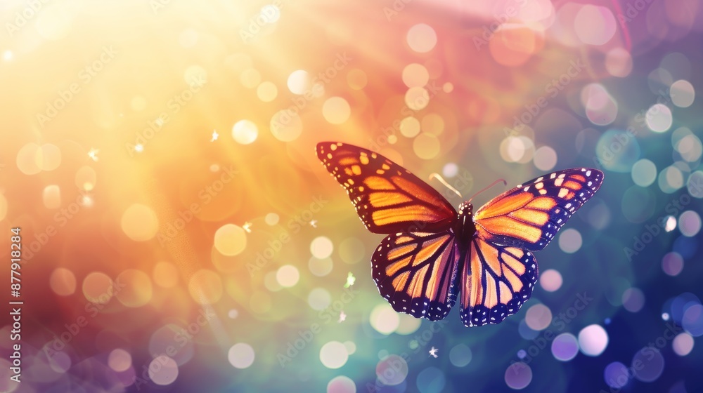 Poster vibrant butterfly background for presentation and design generative ai