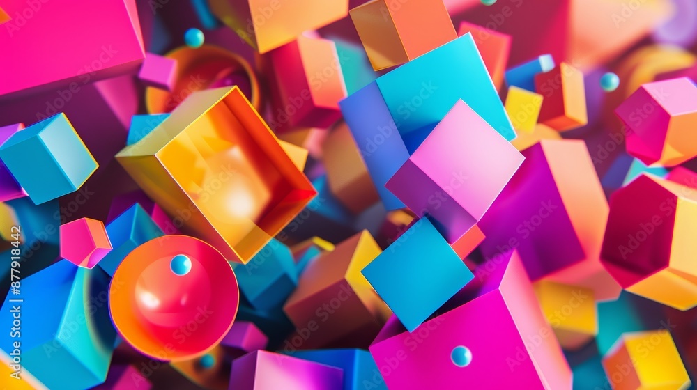 Poster vibrant geometric shapes abstract background for presentations generative ai