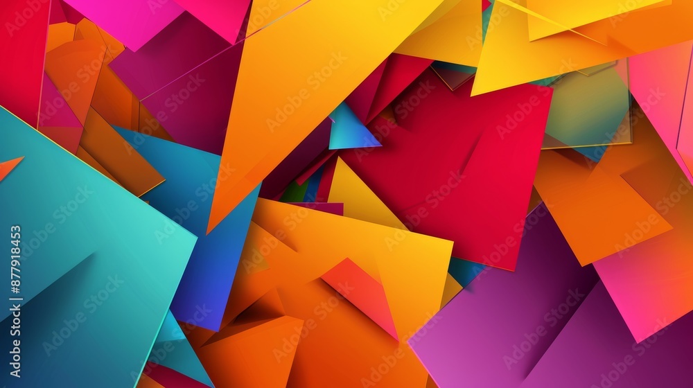 Aufkleber vibrant geometric shapes abstract background for presentations generative ai