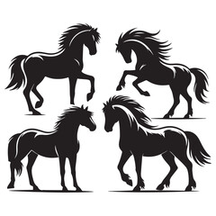 vector design horse set silhouette, majestic and detailed equestrian illustrations